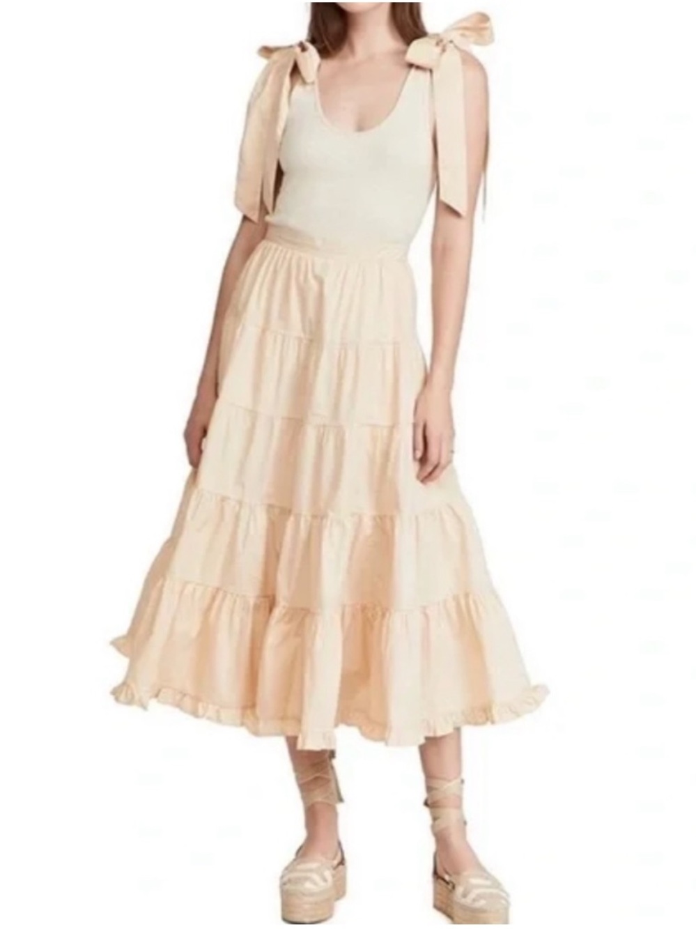 ULLA JOHNSON Hope Tiered Midi Dress
